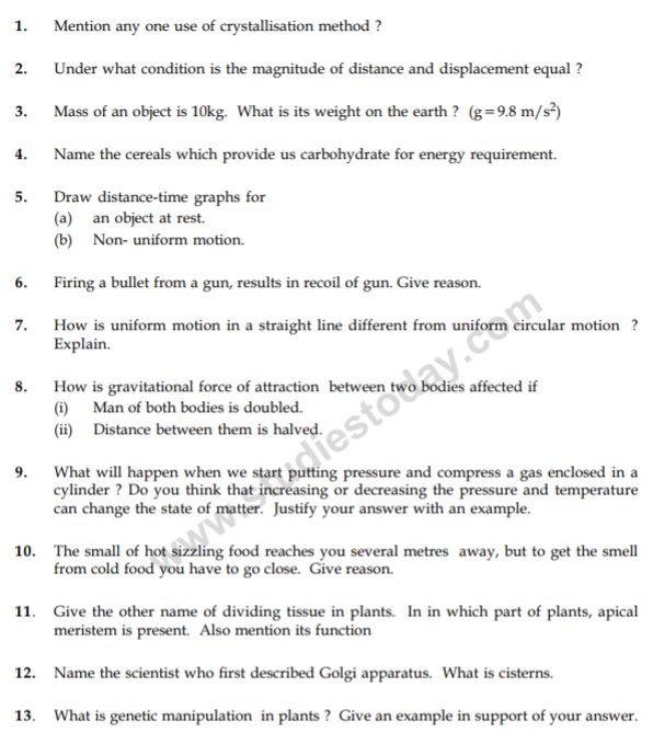 class_9_Science_Questions_paper_18