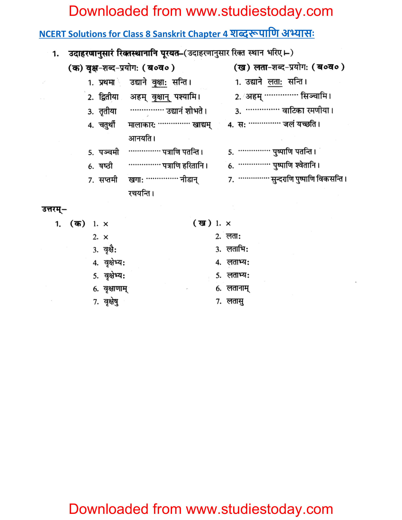 ncert-solutions-class-8-sanskrit-chapter-4-shabdrupani-abhyas-1