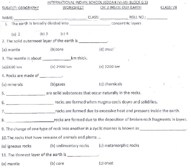 ""CBSE-Class-7-Geography-Inside-Our-Earth-Worksheet-Set-A