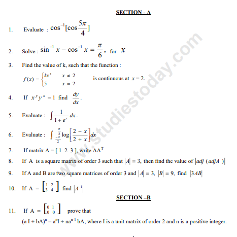 CBSE _Class _12 Maths_Question_Paper_4