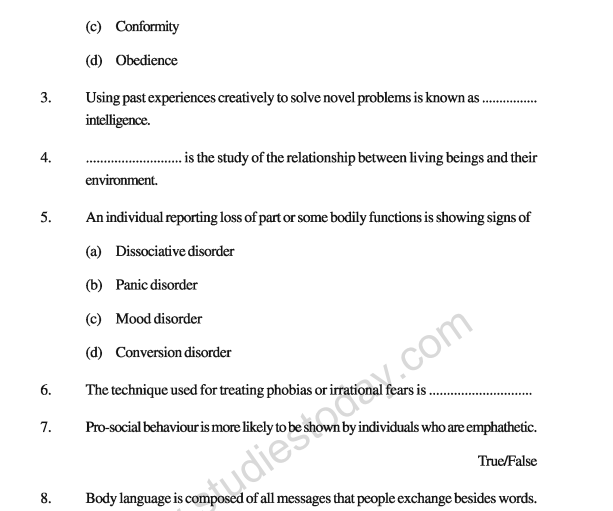 CBSE_Class_12 Pschyology_Question_Paper_1