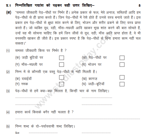 Class_5_Hindi_Question_Paper_12