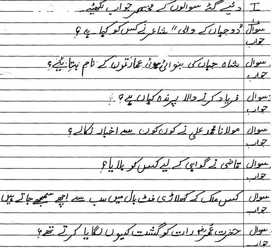 CBSE Class 6 Urdu Question Paper Set E