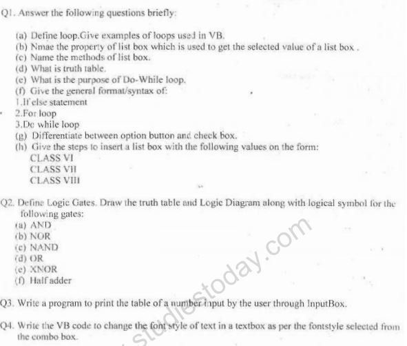 CBSE Class 8 Computer Science Sample Paper Set Q