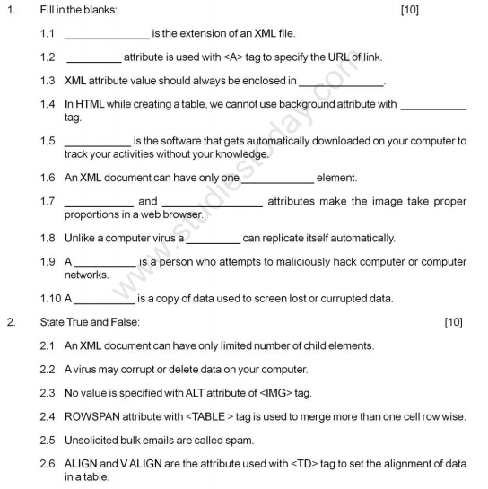 CBSE Class 10 Foundation of IT Sample Paper