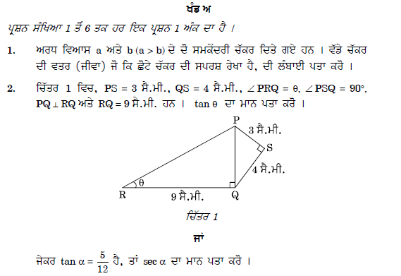 CBSE Class 10 Mathematics Punjabi Question Paper Solved 2019 Set C