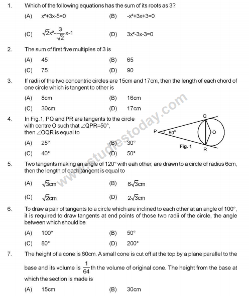 CBSE Class 10 Mathematics Sample Paper 2012 (1)