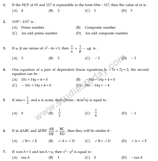 CBSE Class 10 Mathematics Sample Paper 2012 (13)