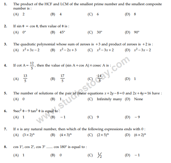 CBSE Class 10 Mathematics Sample Paper 2012 (15)