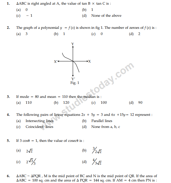 CBSE Class 10 Mathematics Sample Paper 2012 (6)