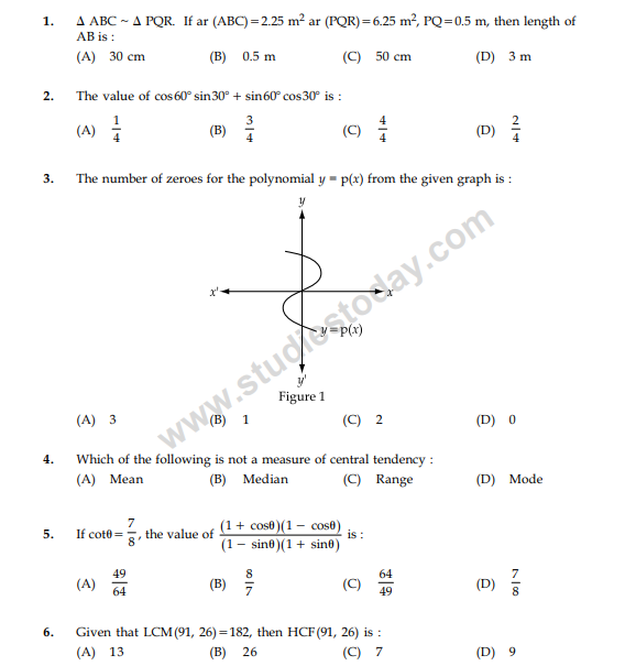 CBSE Class 10 Mathematics Sample Paper 2012 (7)