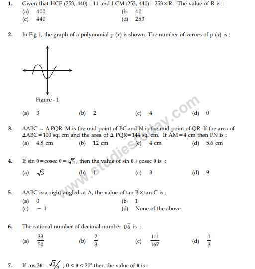 CBSE Class 10 Mathematics Sample Paper 2013 (10)