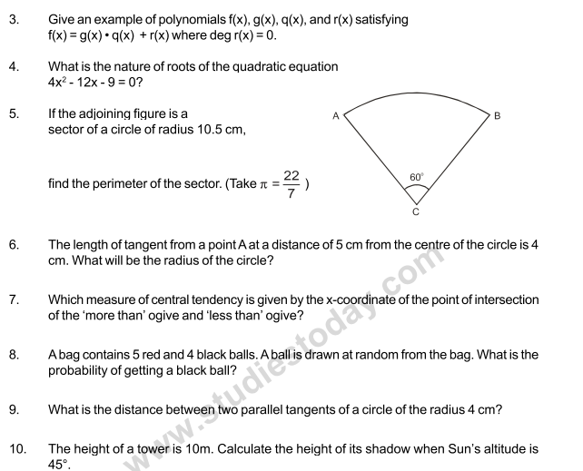 CBSE Class 10 Mathematics Sample Paper 2013 (12)1
