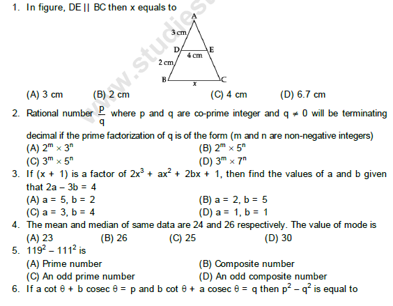 CBSE Class 10 Mathematics Sample Paper 2013 (8)