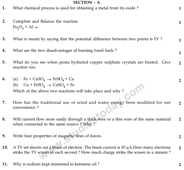 CBSE Class 10 Science Sample Paper 2014 (1)