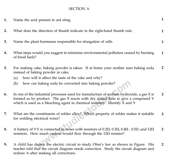 CBSE Class 10 Science Sample Paper 2014 (25)