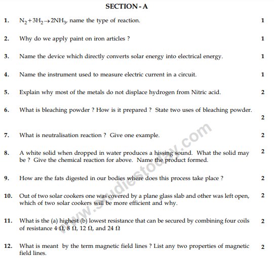 CBSE Class 10 Science Sample Paper 2014 (29)