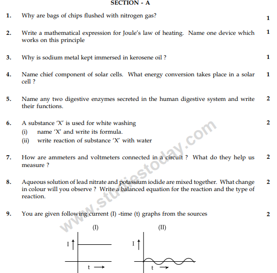 CBSE Class 10 Science Sample Paper 2014 (7)