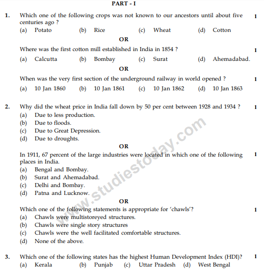 CBSE Class 10 Social Science Sample Paper 2013-14 (1)