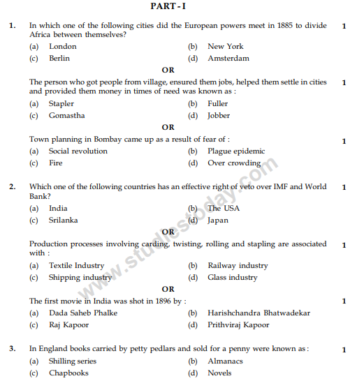 CBSE Class 10 Social Science Sample Paper 2013-14 (10)