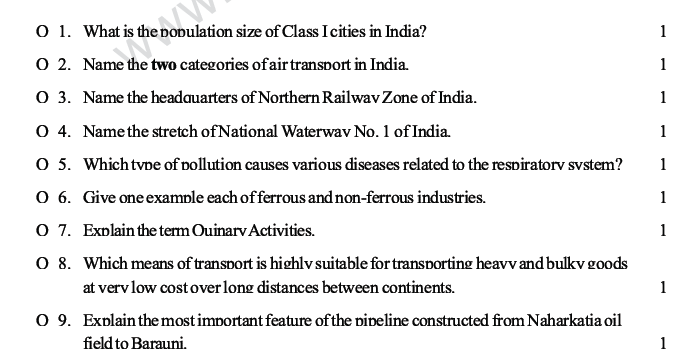 CBSE Class 12 Geography Sample Paper 2010 (1)
