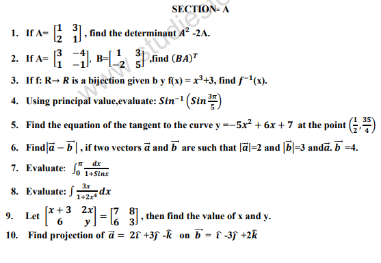 CBSE Class 12 Mathematics Sample Paper 2013 (14)