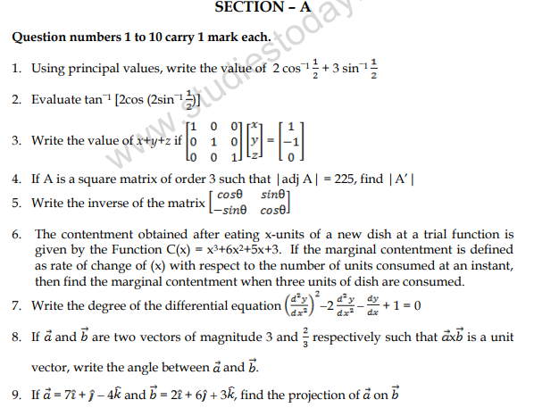 CBSE Class 12 Mathematics Sample Paper 2013 (24)