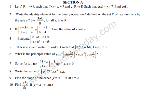 CBSE Class 12 Mathematics Sample Paper 2013 (26)