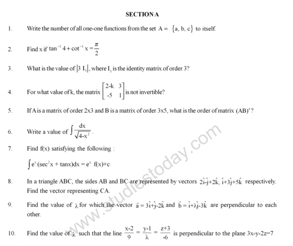 CBSE Class 12 Mathematics Sample Paper 2013 (6)