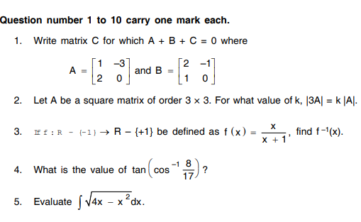 CBSE Class 12 Mathematics Sample Paper 2014 (6)