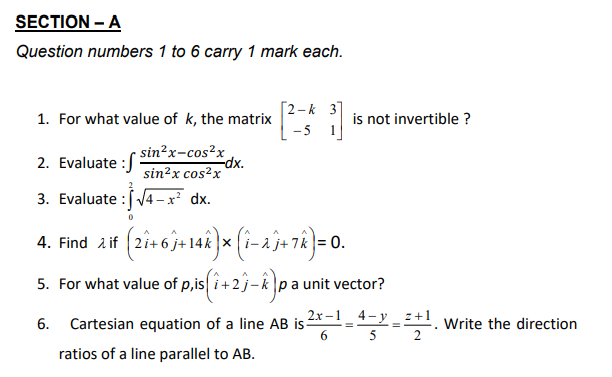 CBSE Class 12 Mathematics Sample Paper 2017 (5)