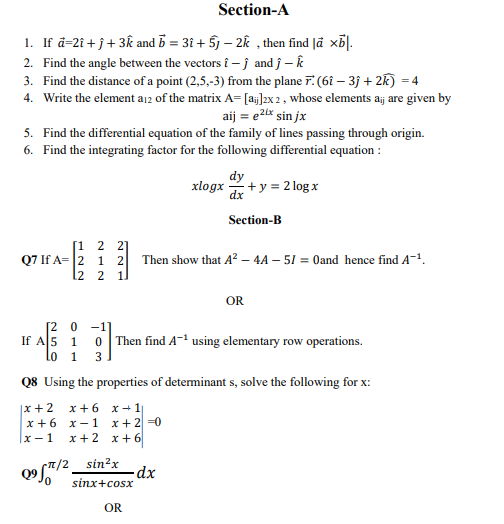 CBSE Class 12 Mathematics Sample Paper 2018 (1)