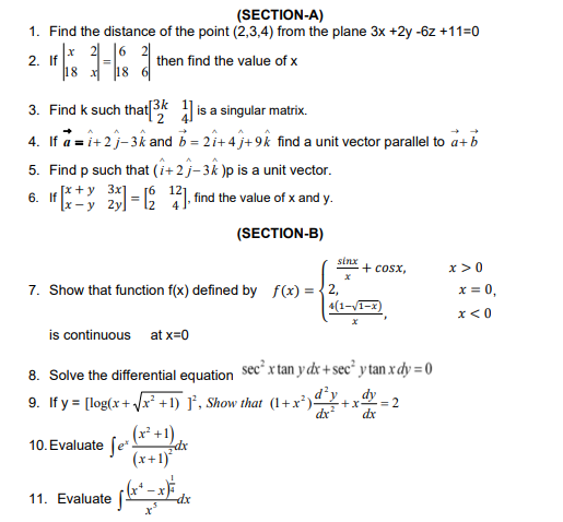 CBSE Class 12 Mathematics Sample Paper 2018 (2)