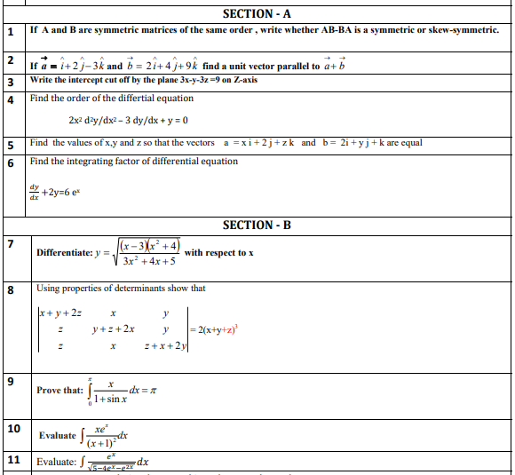 CBSE Class 12 Mathematics Sample Paper 2018 (4)