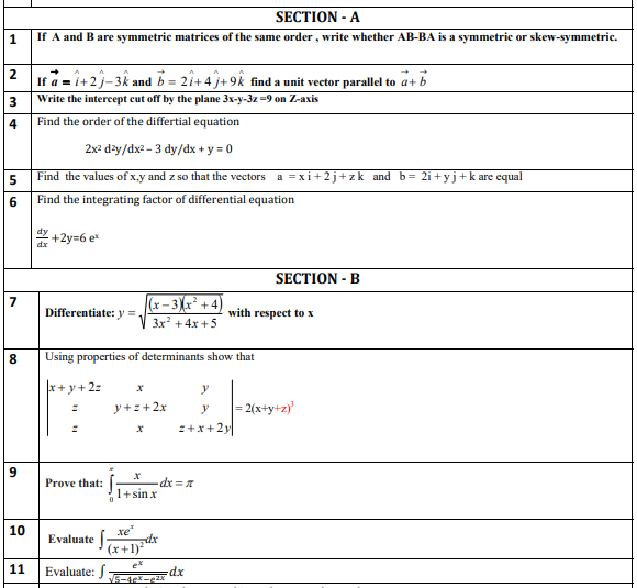 CBSE Class 12 Mathematics Sample Paper 2018 Set 04 Solved