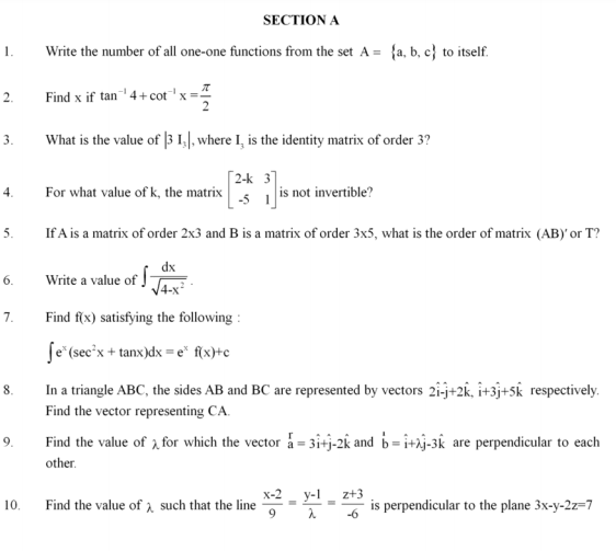 CBSE Class 12 Mathematics Sample Paper SA2 2015 (1)