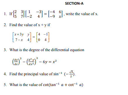CBSE Class 12 Mathematics Sample Paper SA2 2015 (5)