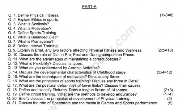 CBSE Class 12 Physical Education Question Paper 