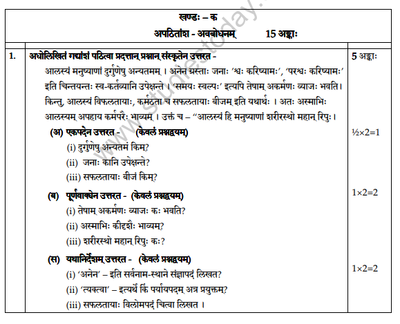 CBSE Class 12 Sanskrit Elective Sample Paper 2019 Solved