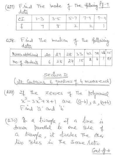 CBSE Class X Mathematics Sample Paper 4 Part C
