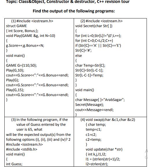 cbse class 12 computer science class and objects worksheet set a practice worksheet for computer science