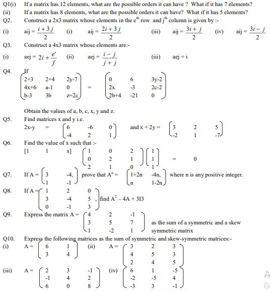 cbse-class-12-mathematics-matrices-worksheet-gms-learning-simply