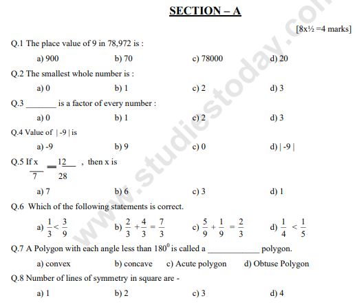 Class_6_Mathematics_Question_Paper_6