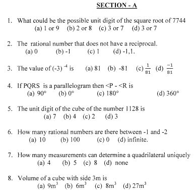 Class_8_Mathematics_Question_Paper_3