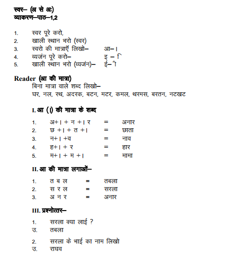CBSE Class 1 Hindi Practice Worksheet (51) Practice ...
