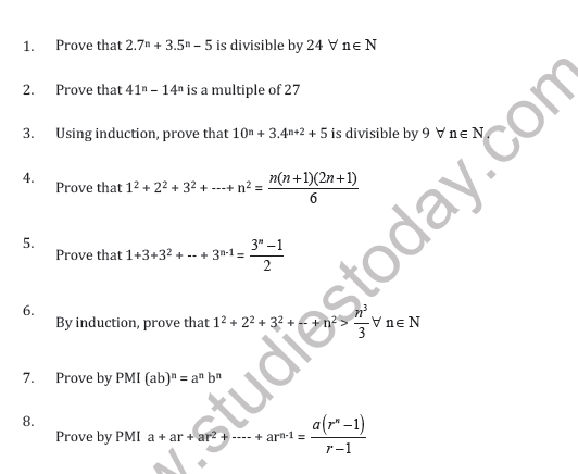 CBSE Class 11 Principle of Mathematical Induction1 Worksheet B