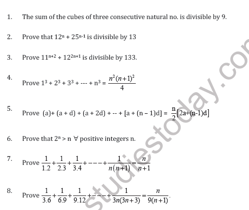 CBSE Class 11 Principle of Mathematical Induction1 Worksheet E