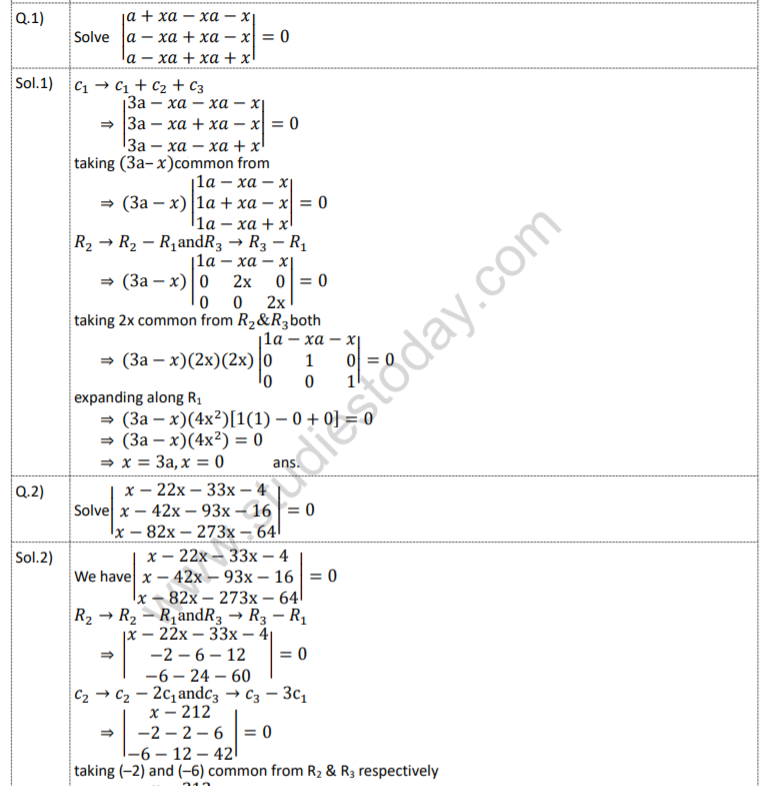 CBSE Class 12 Mathematics Determinants (2)