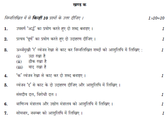 CBSE Class 12 Shorthand Hindi Question Paper 2019