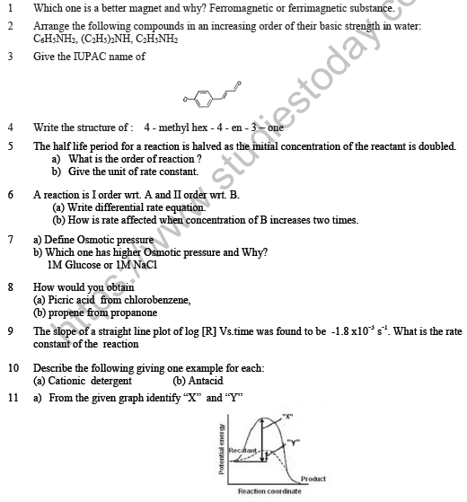 Class 12 Chemistry Sample Paper 2021 Solved Set C